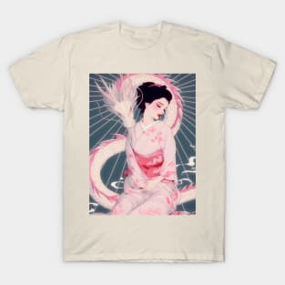 Geisha and white dragon 94004 T-Shirt